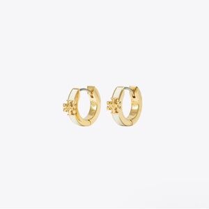 Tory Burch Kira Enamel Ivory/Gold hoop earrings